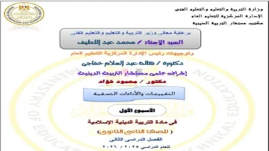 تحميل التقييمات الأسبوعية التربية الدينية الصف الثاني الثانوي ترم ثاني 2026